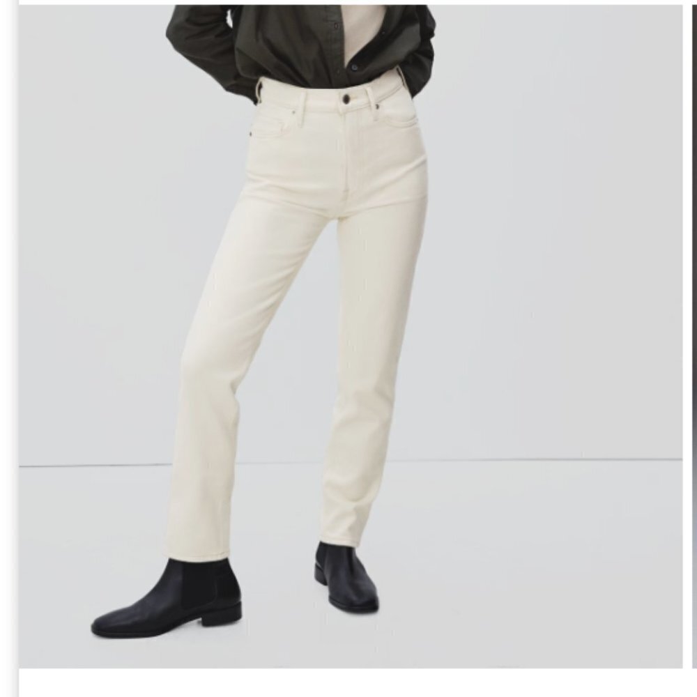 Everlane Straight Leg Jeans in Ivory